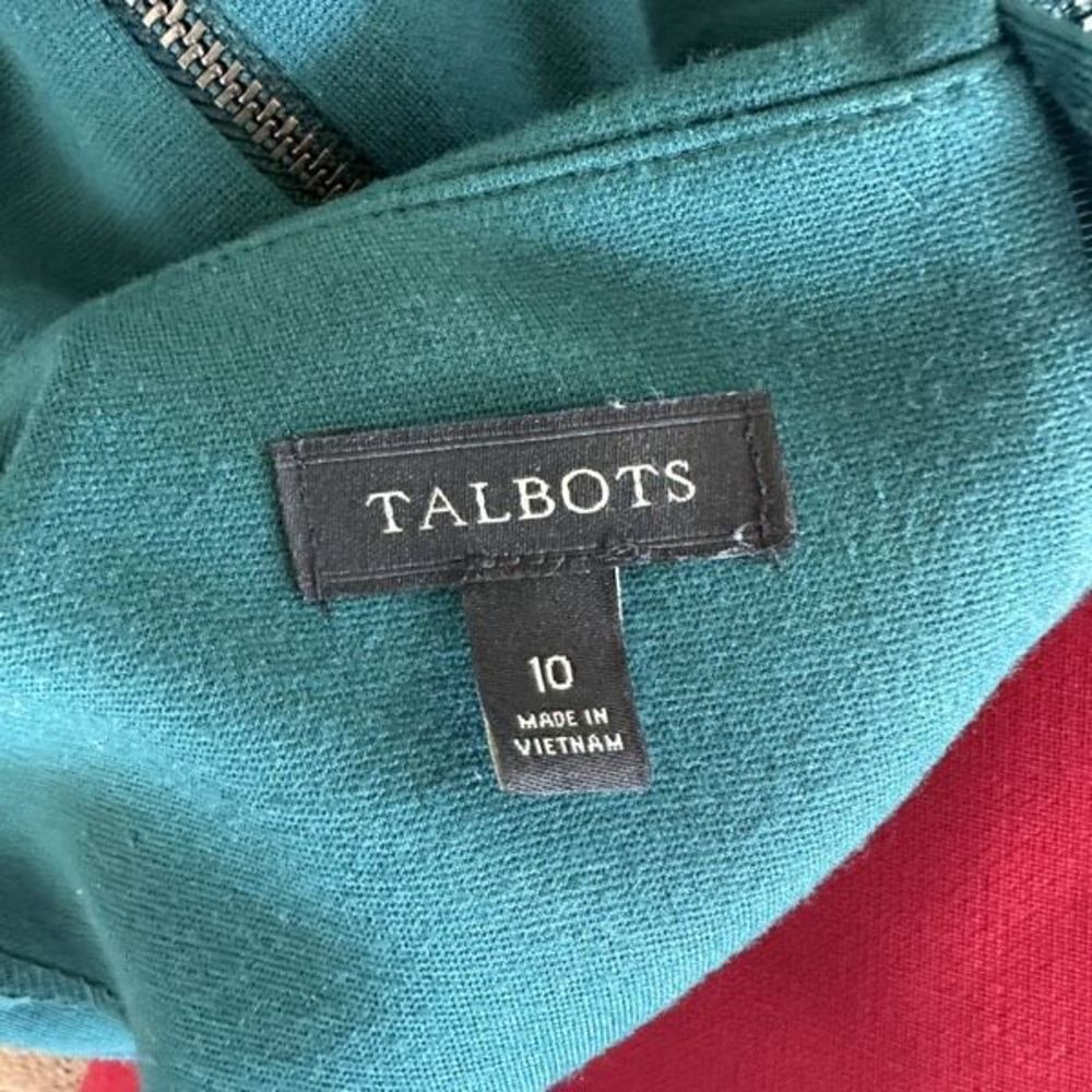 Talbots Women's Teal Knit Dress 3/4 Sleeve Career Exposed Zipper Size 10 - Picture 7 of 7